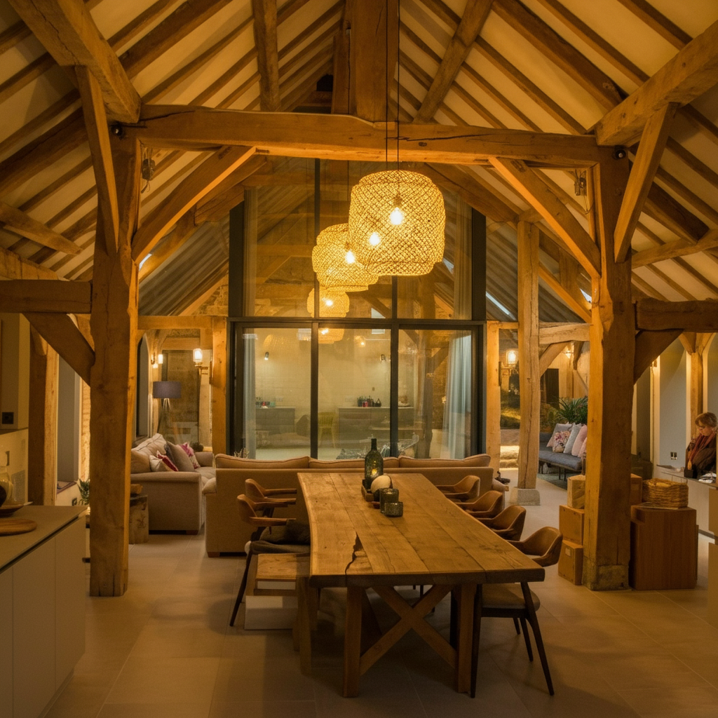 Converted barn rafters
